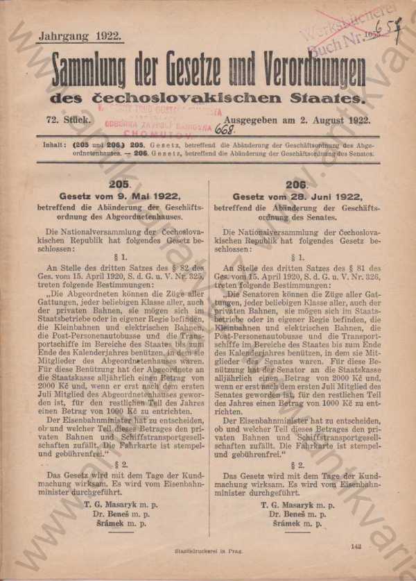 - Sammlung der Gesetze und Verordnungen des čechoslovakischen Staates