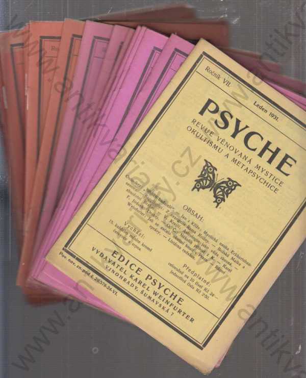 K. Weinfurter, J. Krejčí, K. Eckertshausen aj. - Konvolut 21 čísel časopisu Psyche