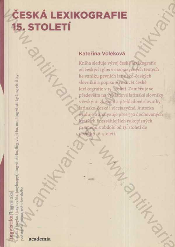 Kateřina Voleková - Česká lexikografie 15. století