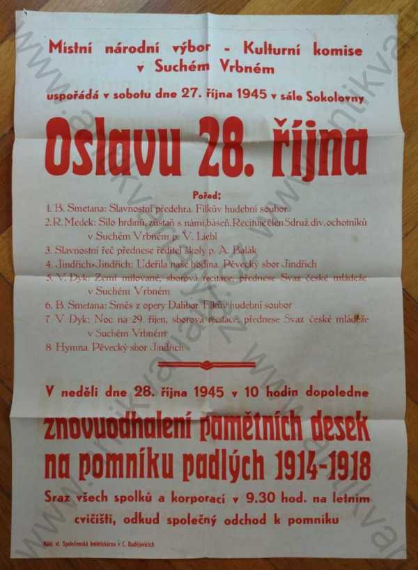 MNV - Kulturní komise v Suchém Vrbném - Oslava 28. října