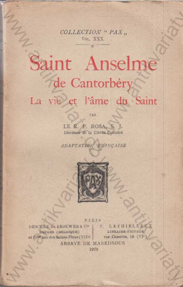 R. P. Rosa - Saint Anselme de Cantorbéry - francouzsky