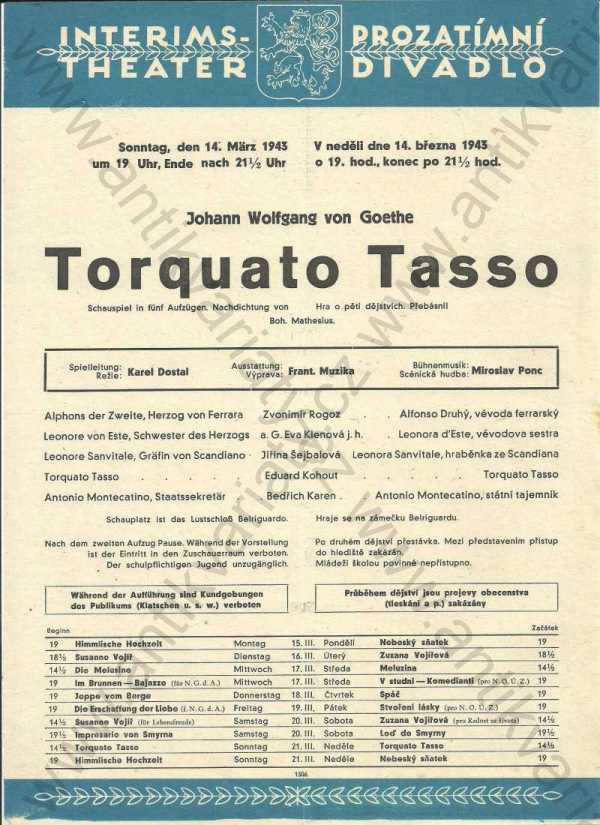 Johann Wolfgang von Goethe - Prozatímní divadlo - Torquato Tasso