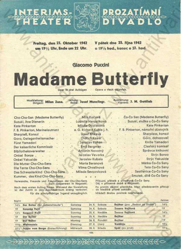 Giacomo Puccini - Prozatímní divadlo - Madame Butterfly
