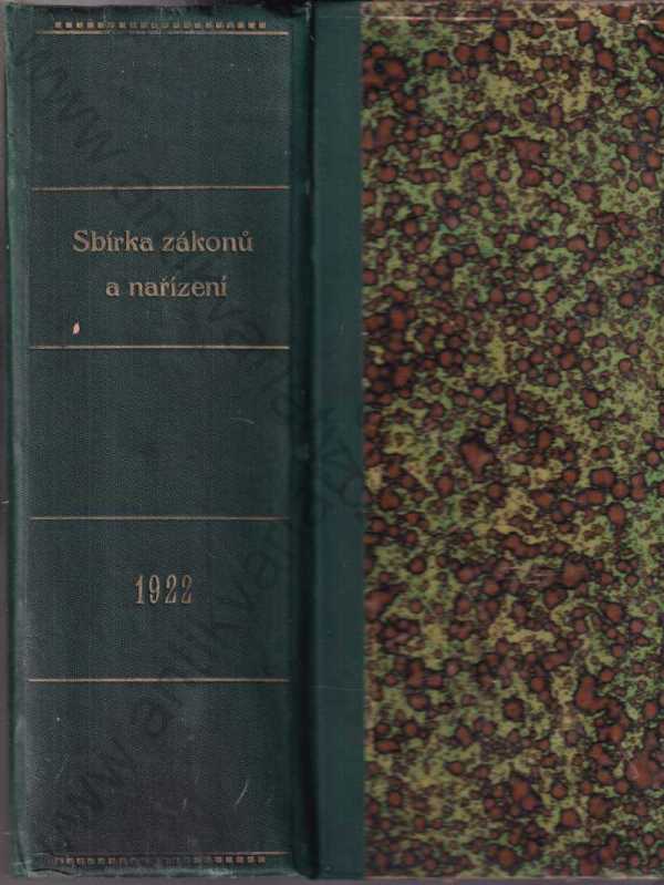  - Sbírka zákonů a nařízení státu československého ročník 1922