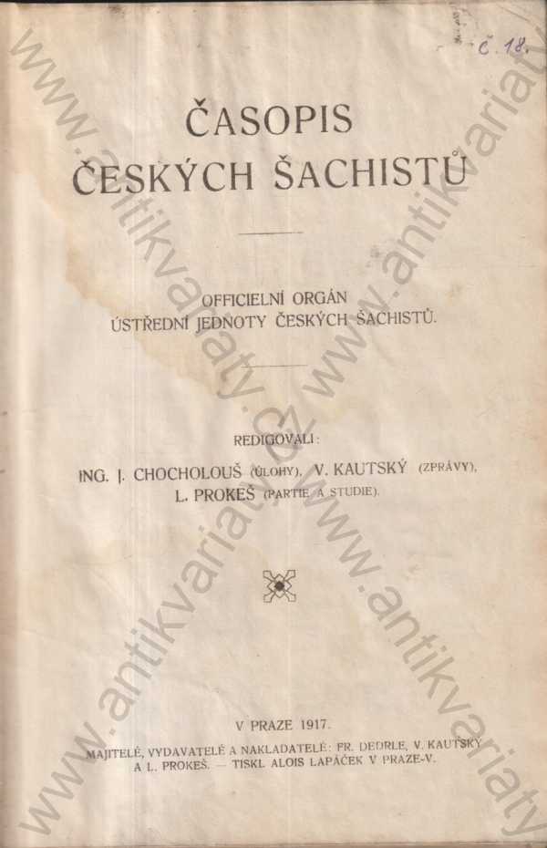 red. J. Chocholouš, L. Prokeš, V. Kautský - Časopis českých šachistů