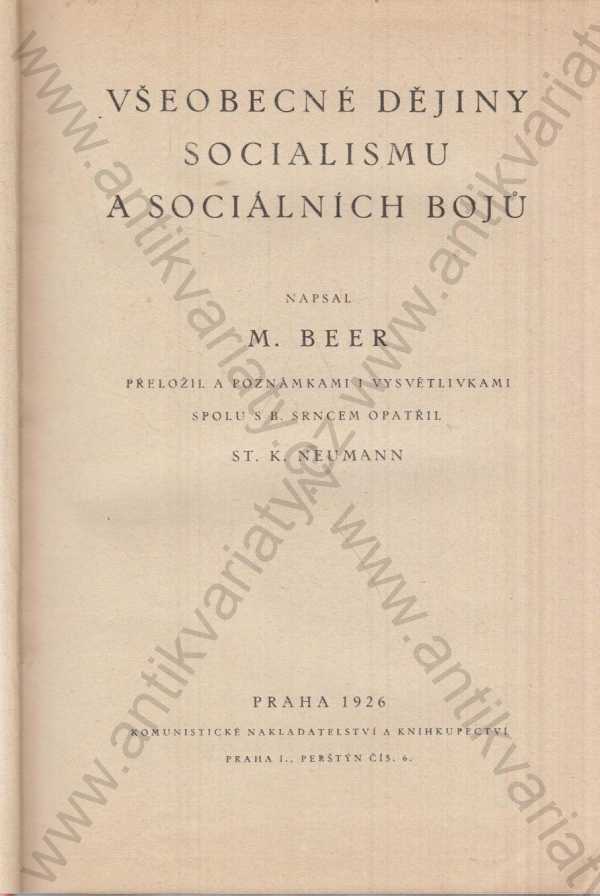 M. Beer - Všeobecné dějiny socialismu a sociálních bojů