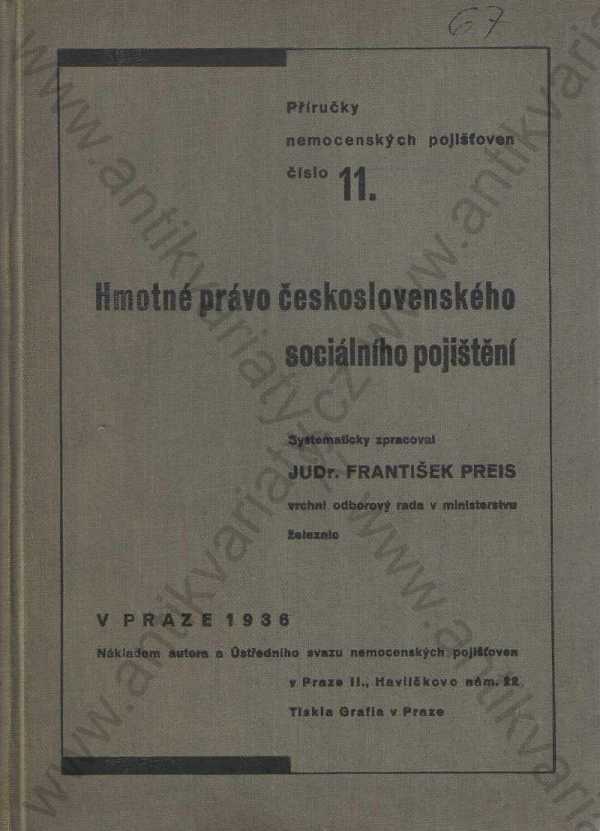 František Preis - Hmotné právo československého sociálního pojištění
