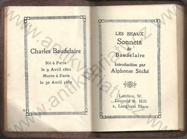 introduction par Alphonse Séché - Les beaux Sonnets de Baudelaire