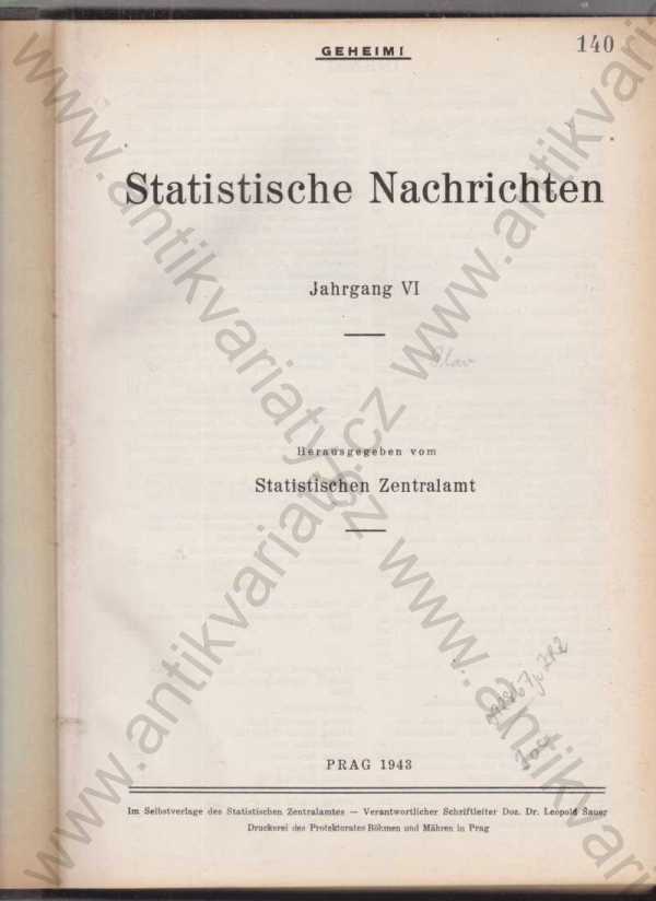  - Statistische Nachrichten/Statistické zprávy 1943