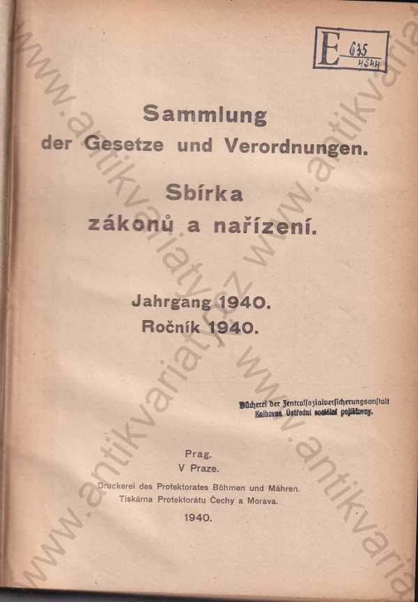 - Sbírka zákonů a nařízení ročník 1940