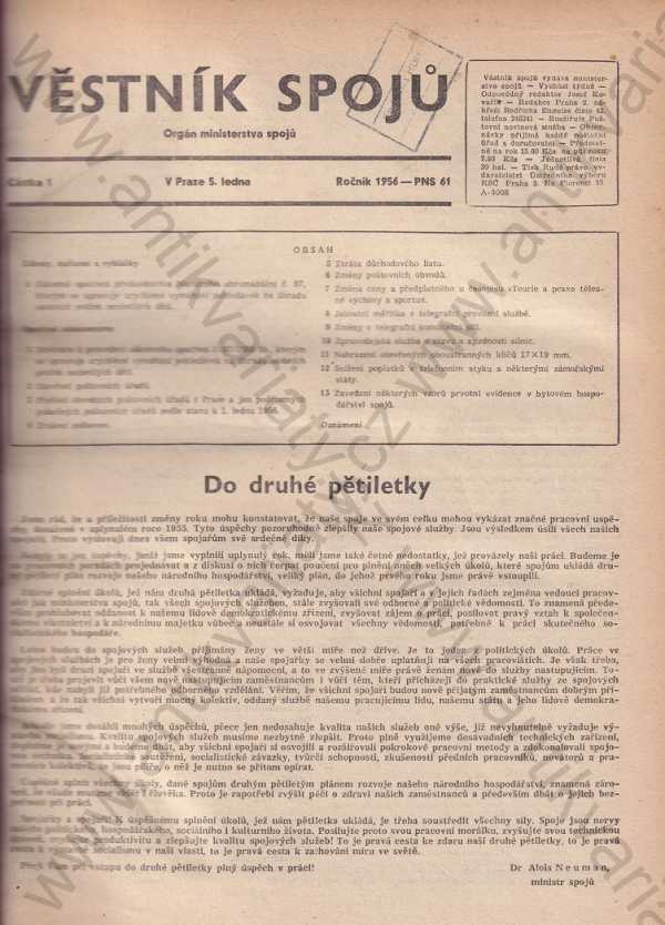 - Věstník spojů ročník 1956 č. 1 - 52