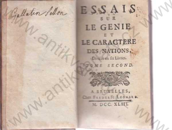 L. Onard - Essais Sur Le Genie Et Le Caractere Des Nations II.